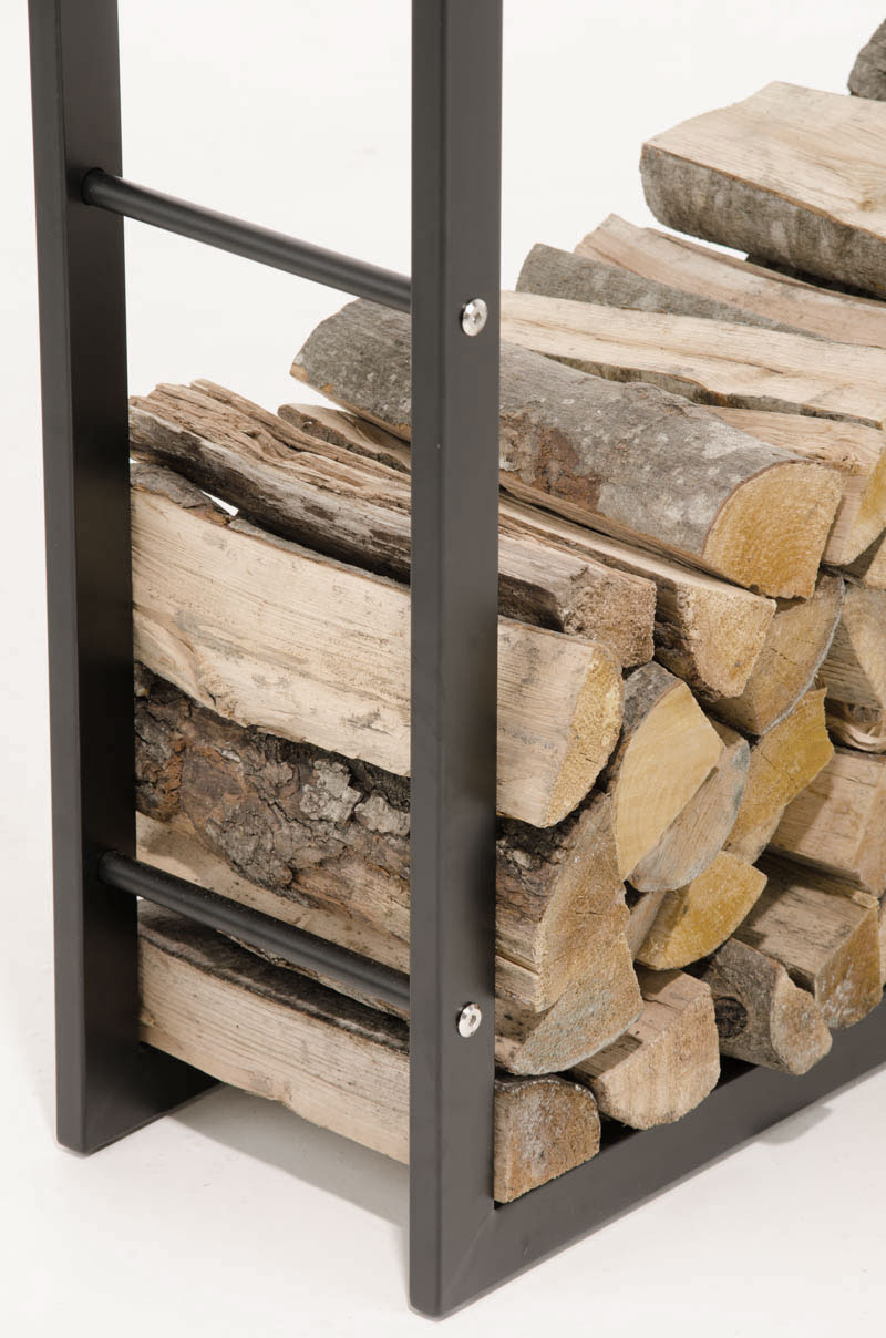 Firewood Rack KERI Black Log Shelf Basket Stand Holder