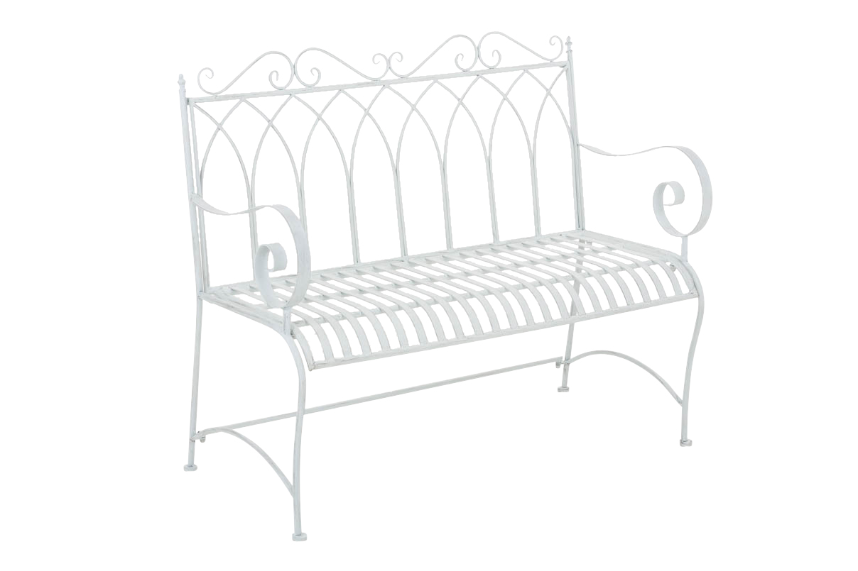 Garden Bench DIVAN Iron Shabby Metal Seat Antique Bronze White Brown