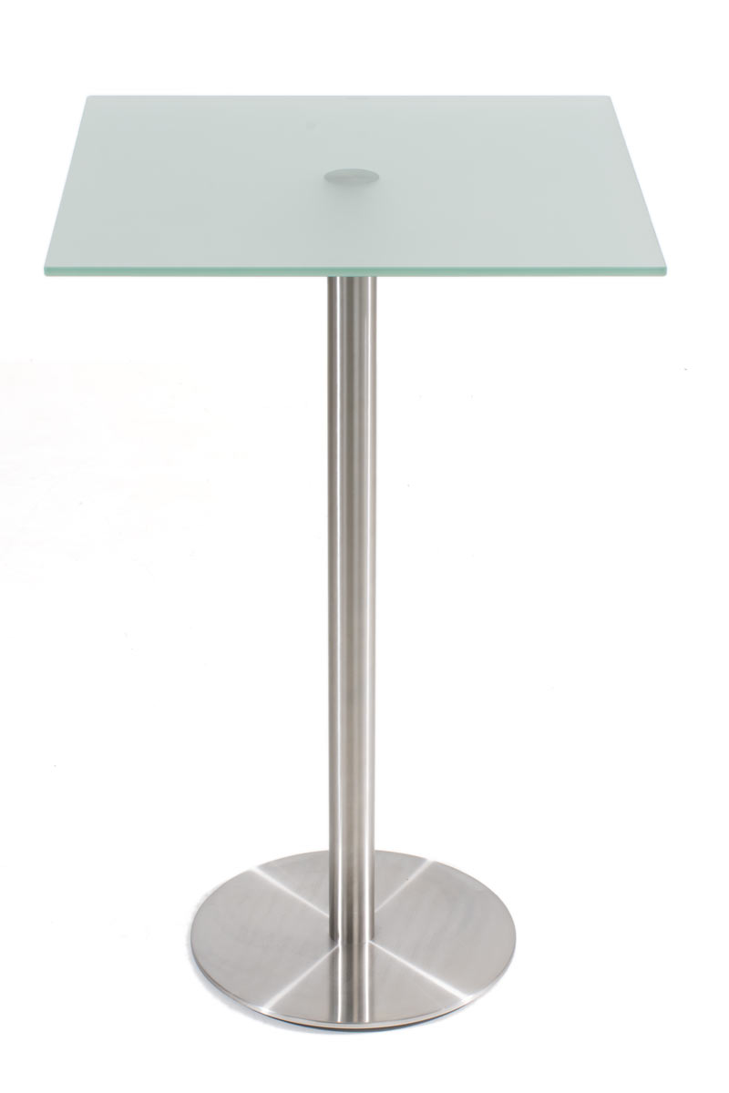 Edelstahl Stehtisch Vitral 70x70 cm Höhe 110 cm Bartisch Tischplatte Glas Holz 